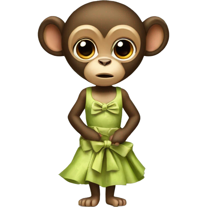 A monkey with a bow and a dress emoji
