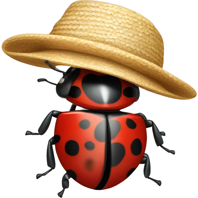 Ladybug with fancy beach hat emoji