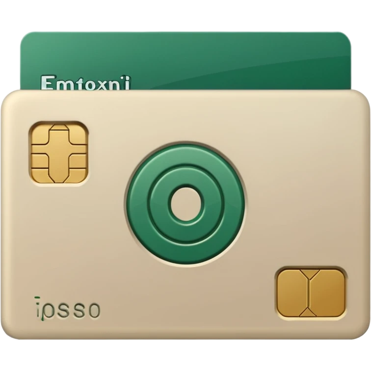 light beige debit card with dark green accents emoji