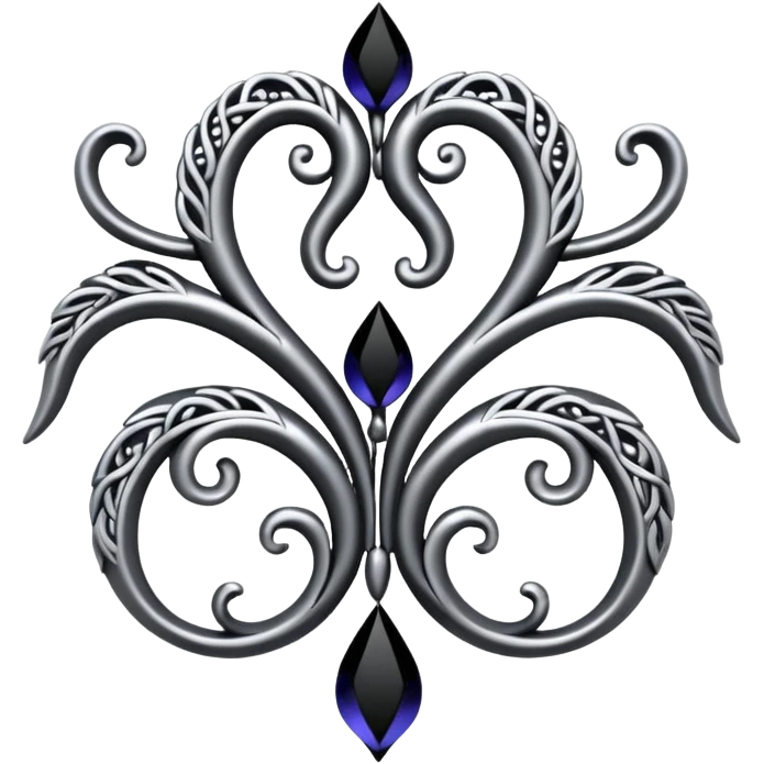 Black and silver filigree vine design, 3D, extremely detailed design emoji