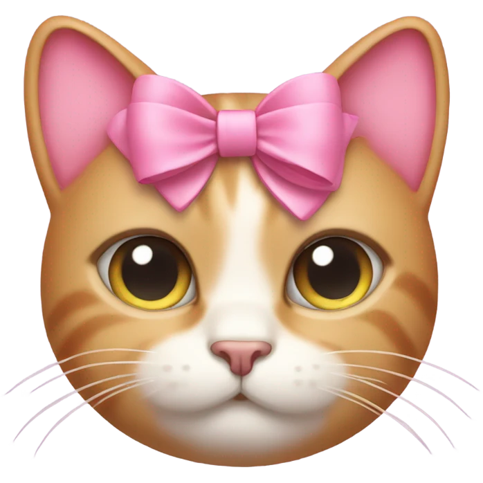 Pink cat with a bow in hair emoji