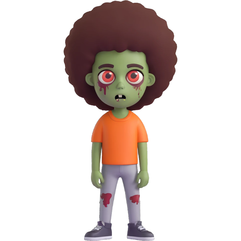 boy zombie with afro tapered African American hair emoji