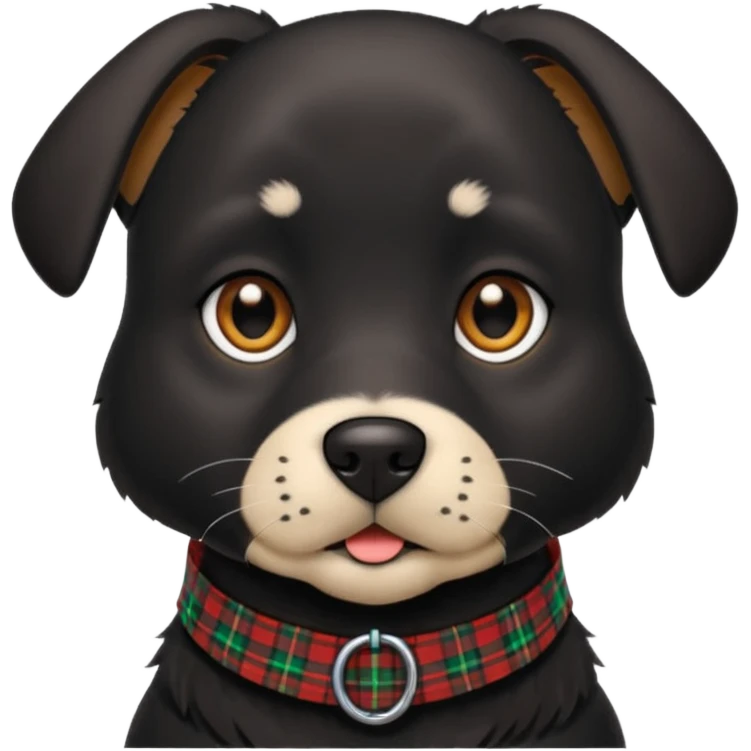 Medium size black dog with pointed face tartan collar emoji