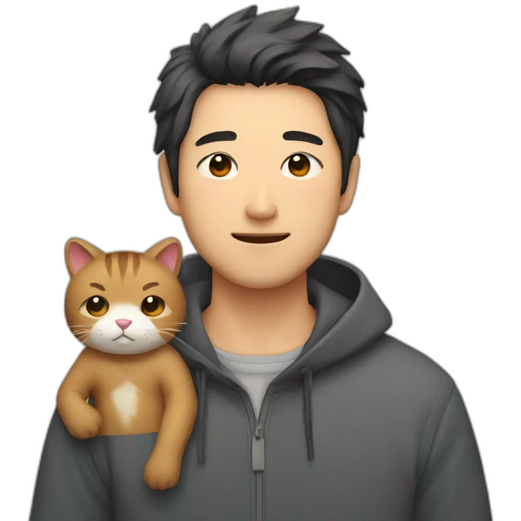 A Japanese Man with a bear mix with a cat emoji