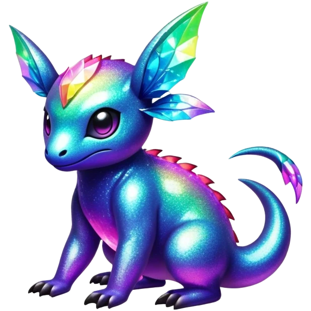Randomly-colored sparkly dark exotic Fakémon-creature emoji