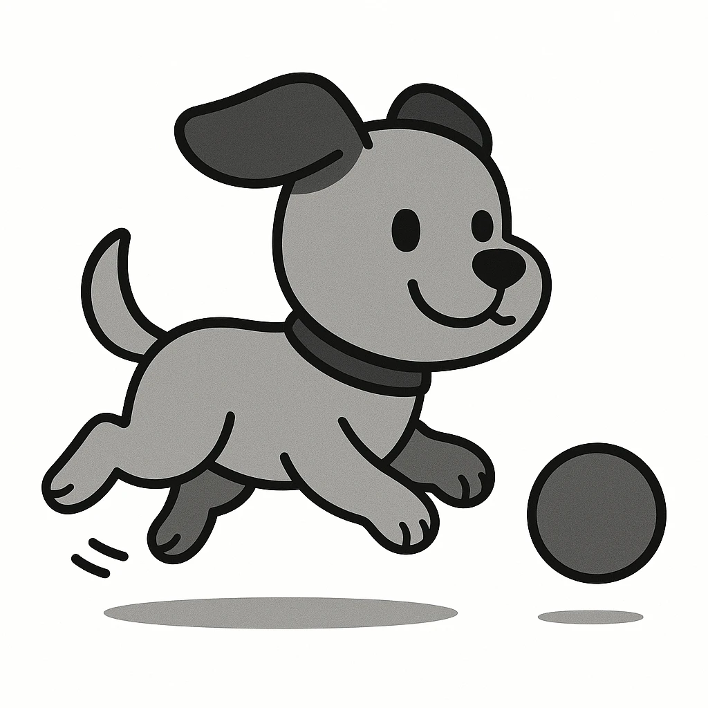 happy dog running after ball emoji