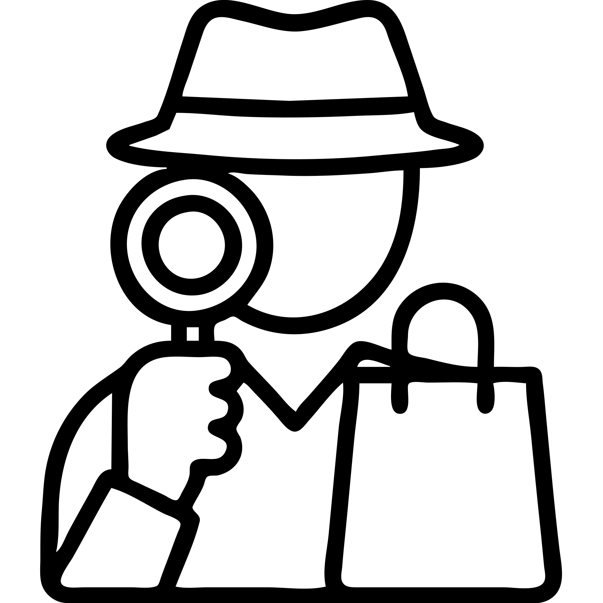 outlined icon of a mystery shopper with a magnifying glass and shopping bag emoji