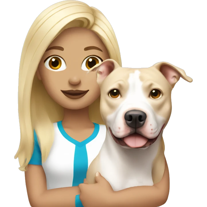 blonde girl with white pitbull emoji