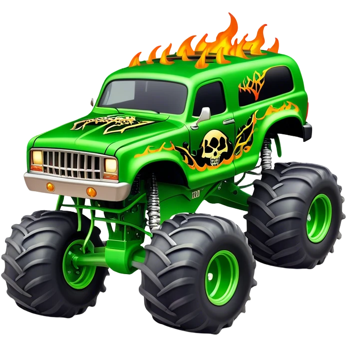 Grave Digger - Monster Jam (Model Year: 2022) (Iconic colour: Green with flames) emoji