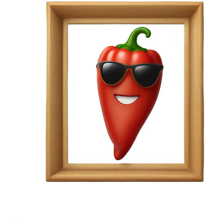 Red pepper with Mantel and sunglasses and necklace emoji