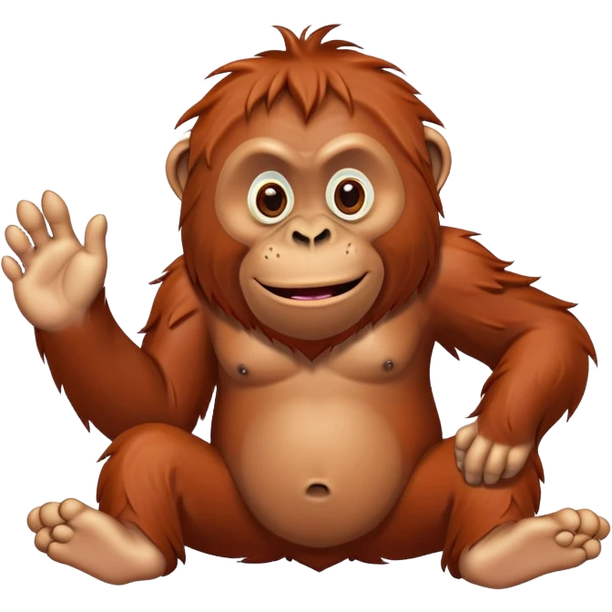 Orangutan with crazy face and 2 feet emoji