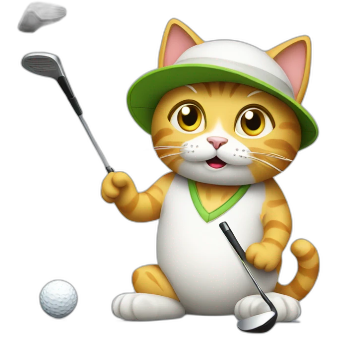 Cat play golf emoji