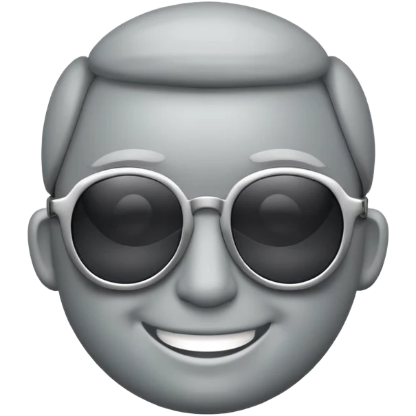 Round-headed cool smiling face wearing sunglasses, gray, retro, cool emoji