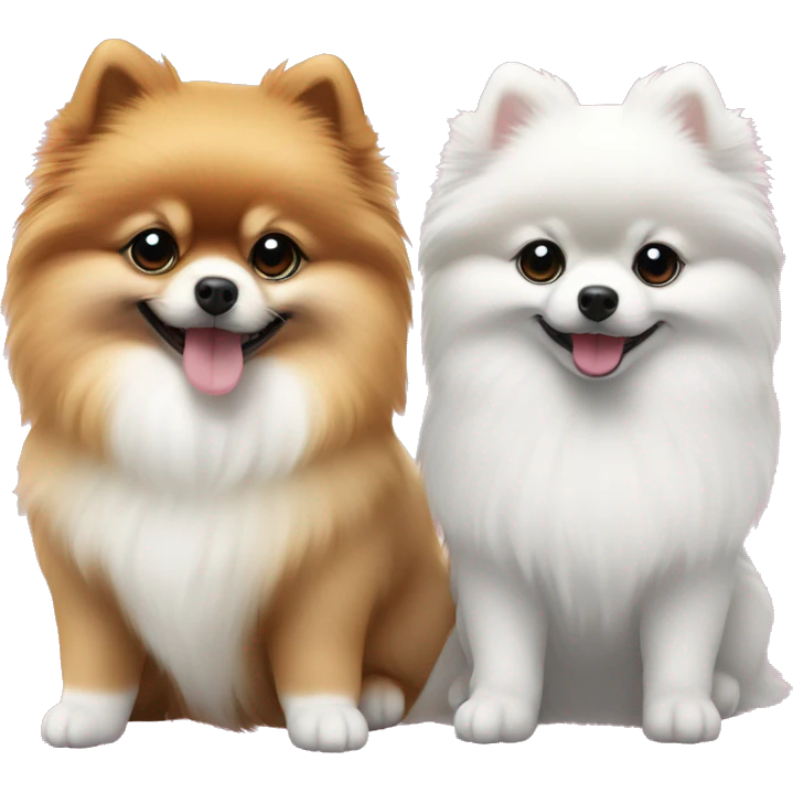 f1d4b4 color puppy Pomeranian and white color puppy Pomeranian next to each other  emoji