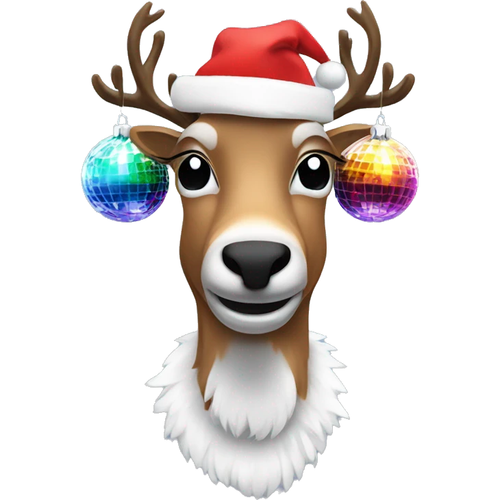 Christmas reindeer as DJ with disco balls emoji
