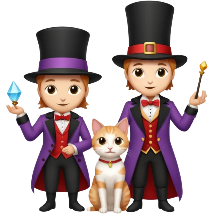 magician couple and their pet cat emoji
