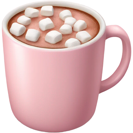 Light Pink mug of hot chocolate with marshmallows  emoji