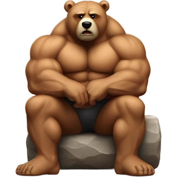muscle bear resting on beg emoji