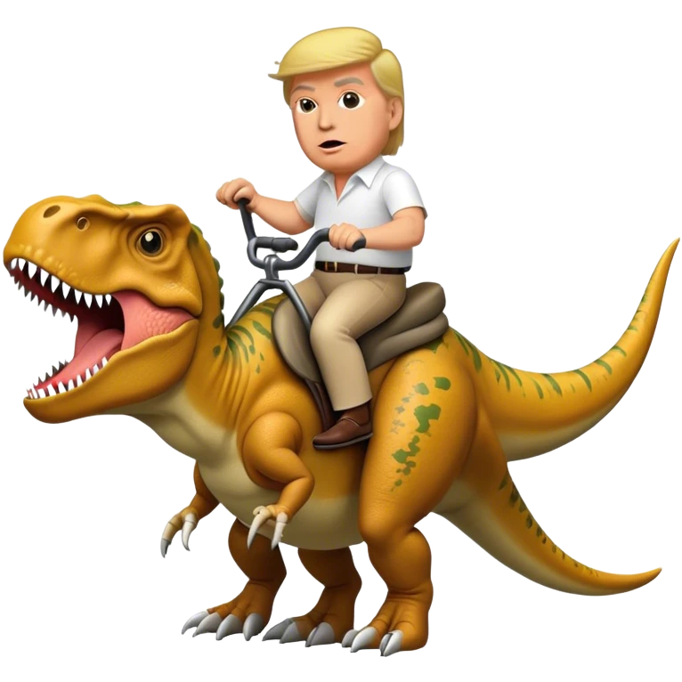 Donald Trump riding wild T-rex emoji