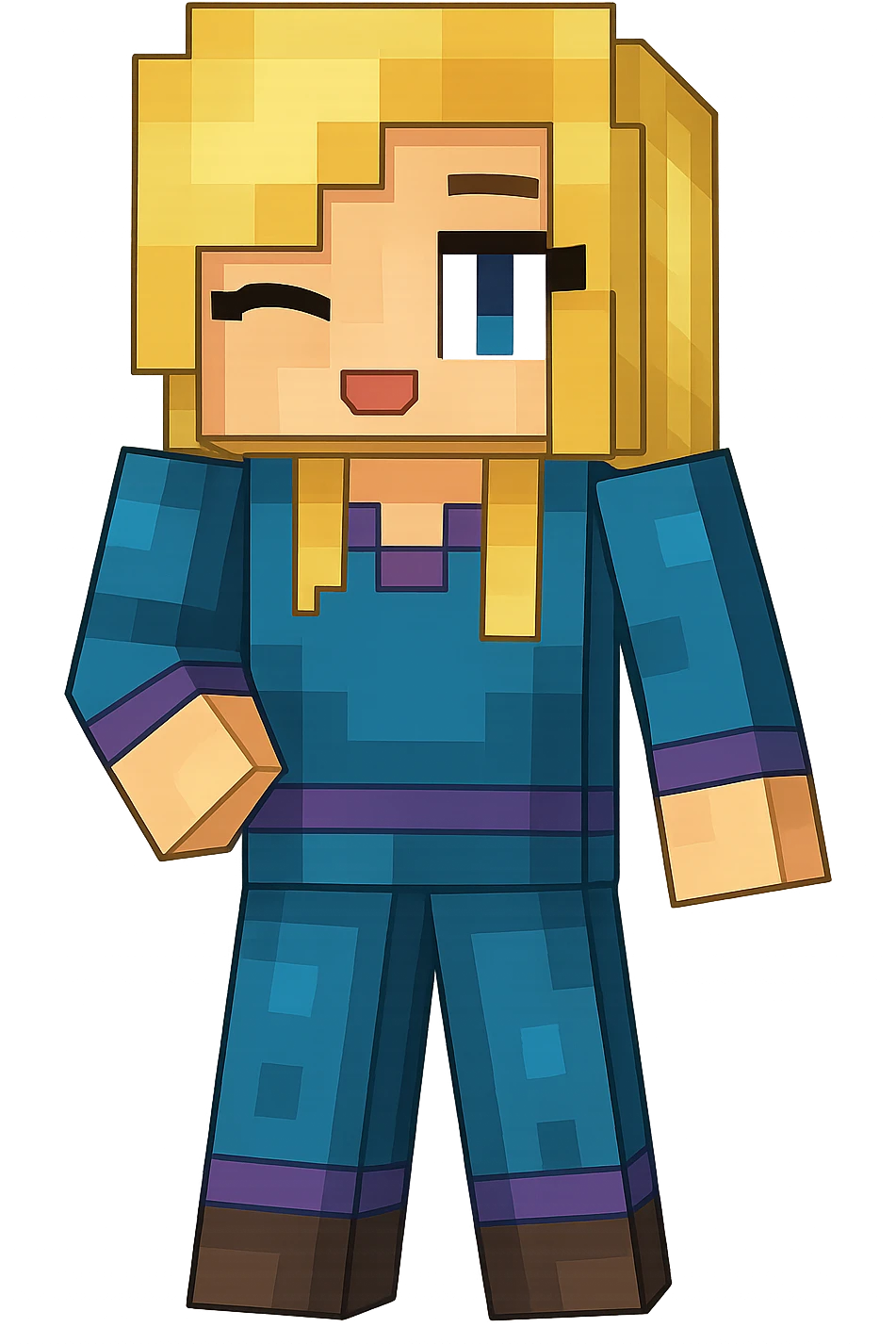 Separate the first character on the left named Meg into its own image, upscale for clarity, and remove the background for a transparent PNG. Focus on clear details and clean edges. emoji