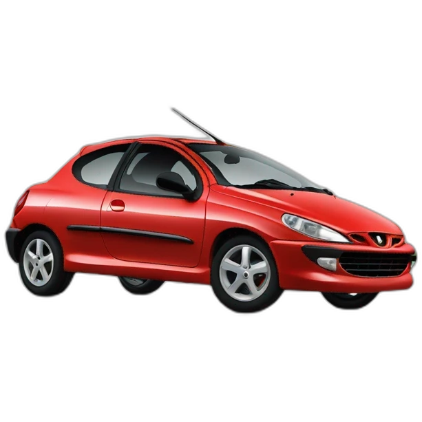 Peugeot 206 rouge en feu emoji