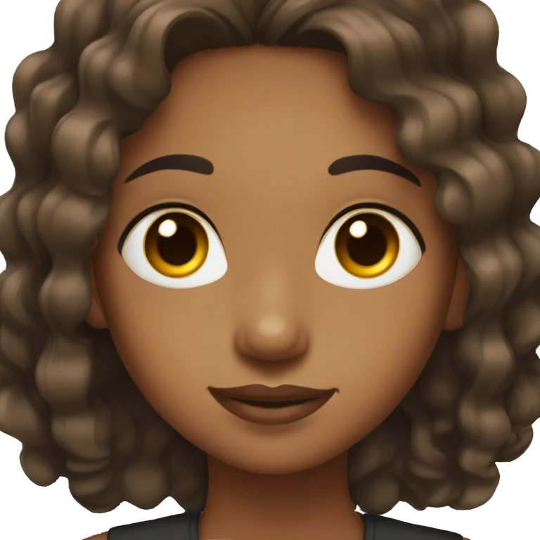 brown girl with black wavy hair and brown eyes emoji