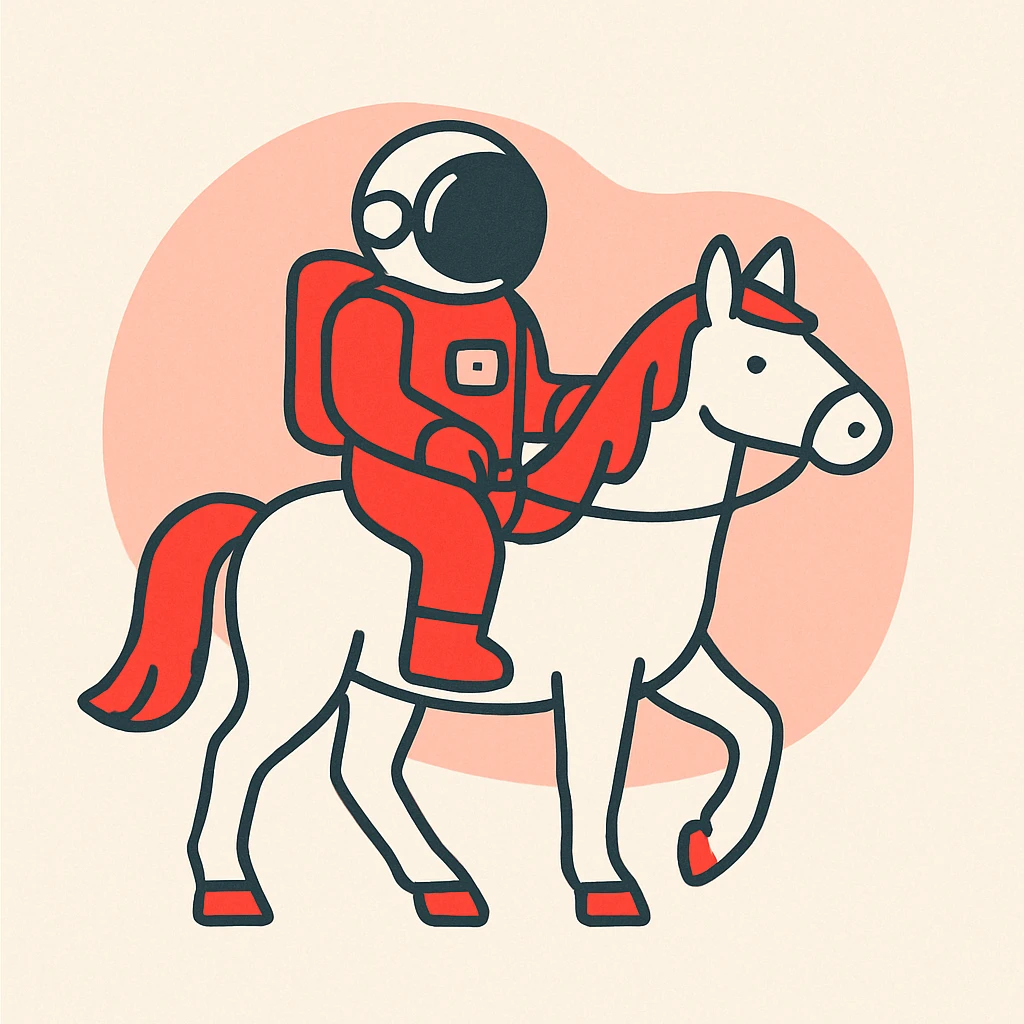 astronaut on horseback with stars in background emoji