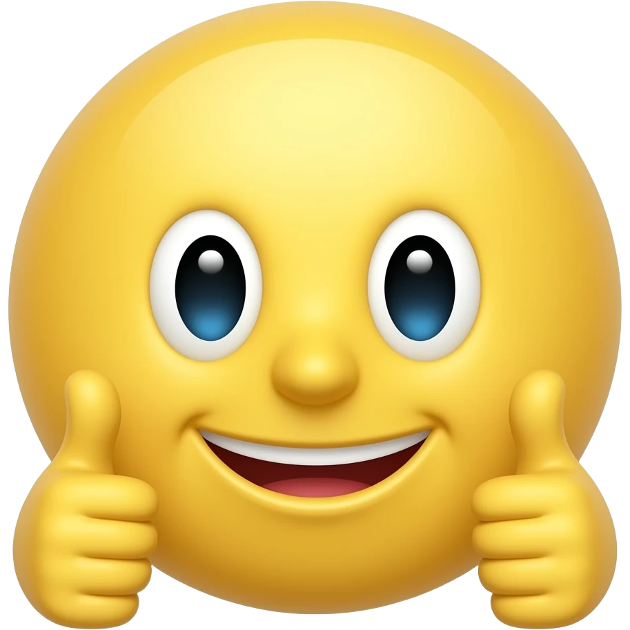 Yellow face showing thumbs up emoji