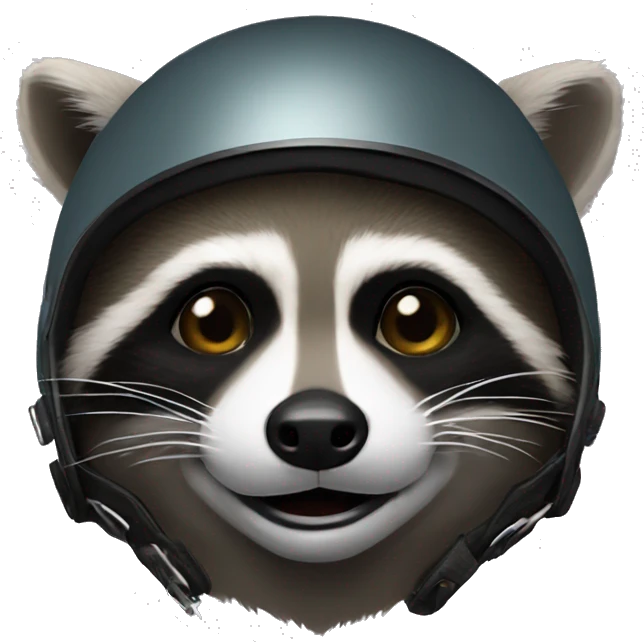 raccoon wearing a motorcycle helmet emoji