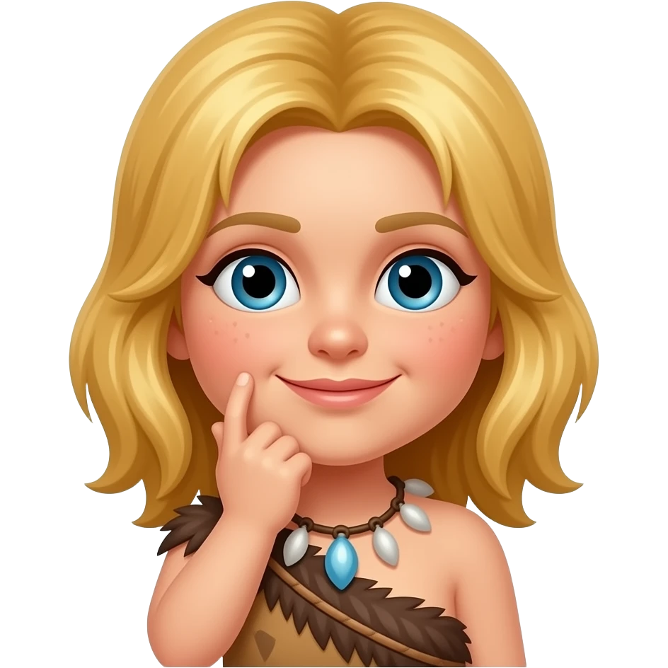 blonde cavewoman thinking emoji