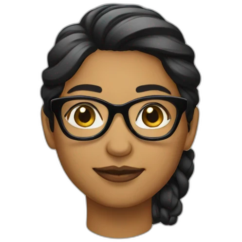 maestra con lentes pelo corto color negro emoji