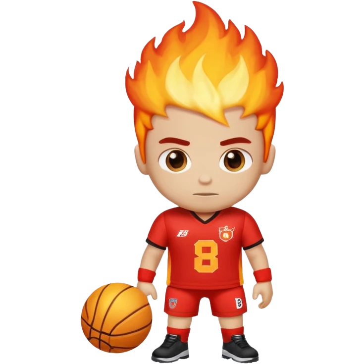 A mini guy heatblast a cute one and has a jersey the reads BS1 emoji