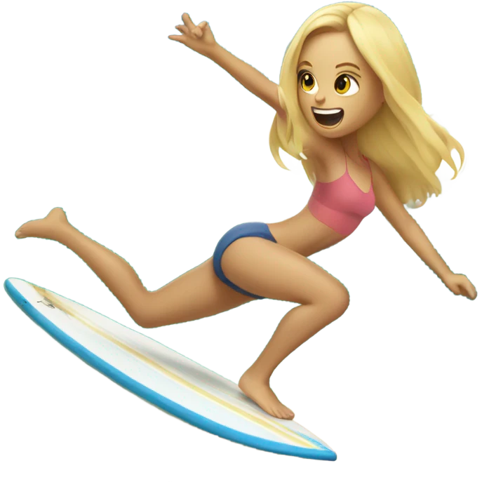 Blonde girl falling off of surfboard  emoji