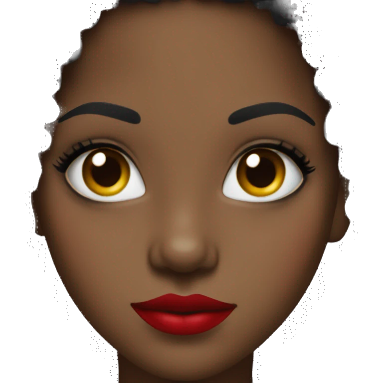 black girl with afro, red lips, long eyelashes emoji