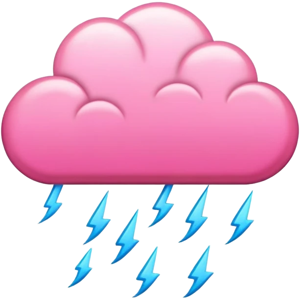 clouds rain thunder in pink emoji