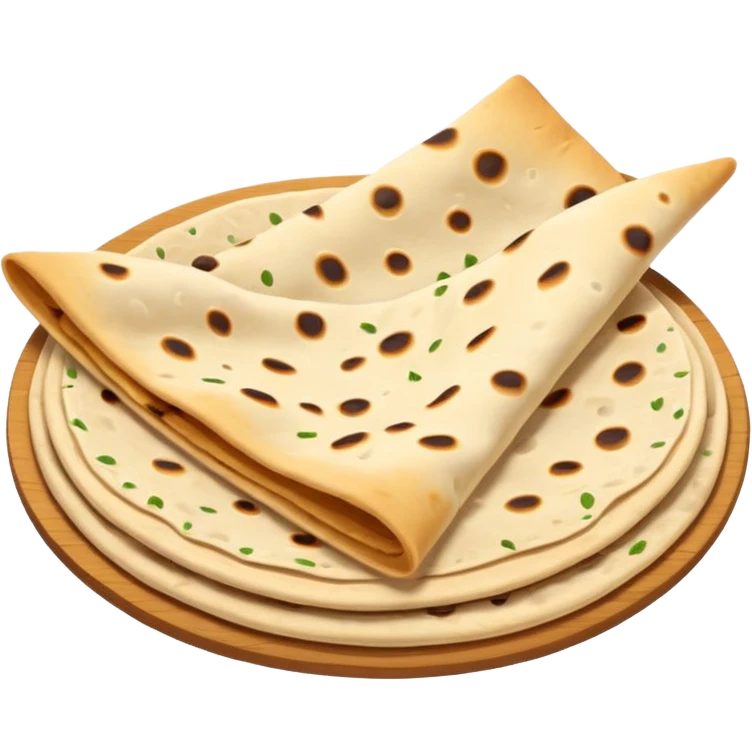 lavash flatbread object icon, thin flat bread, slightly toasted spots, 3D cartoon, mobile game icon style, centered, clean background, no text, no watermark
 emoji