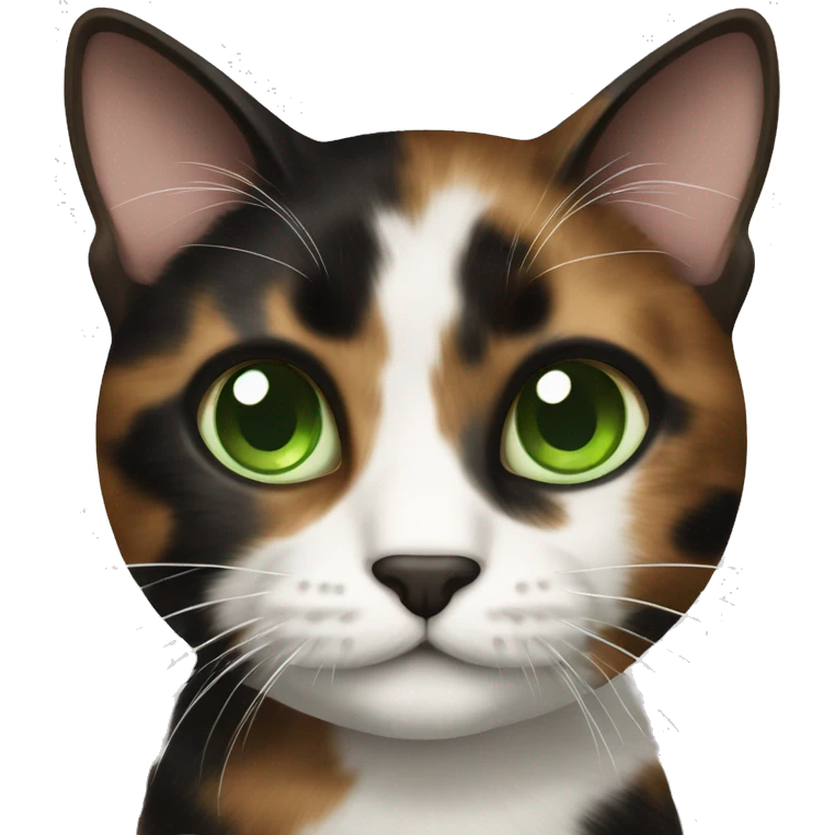 Brown white and black tortoiseshell cat with green eyes  emoji