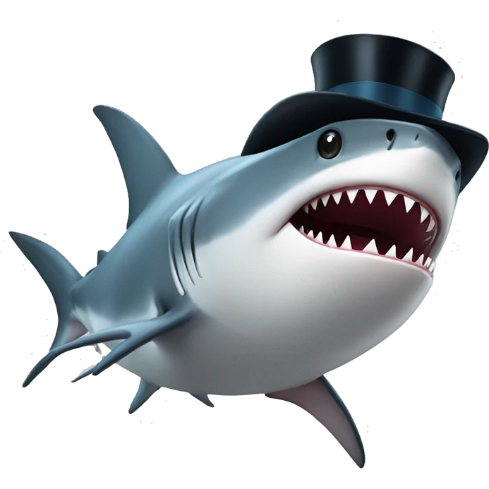 Shark with a top hat emoji
