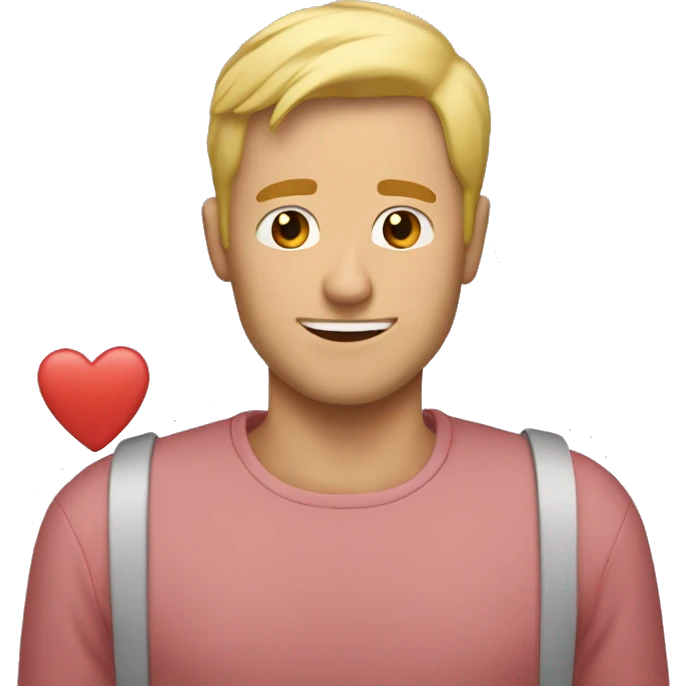A blonde man showing how in love he is with tons of hearts emoji