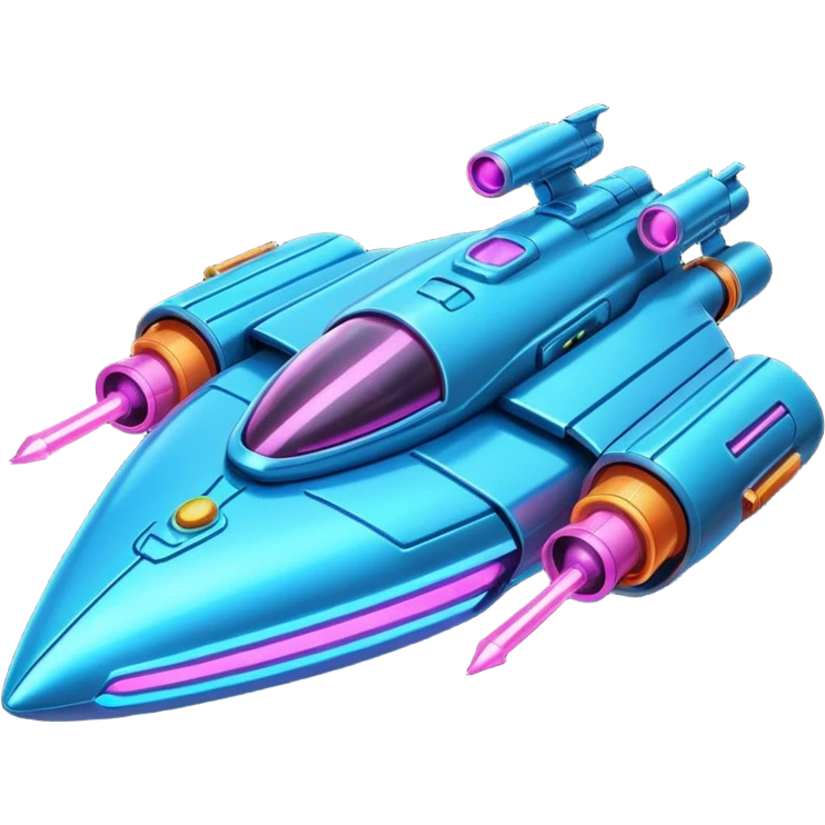 Neon spaceship with guns emoji