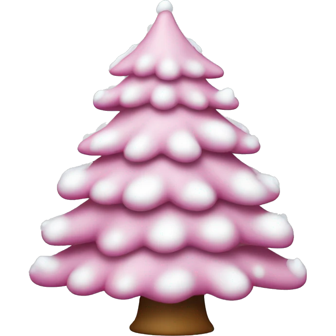 realistic pink christmas tree with snow emoji