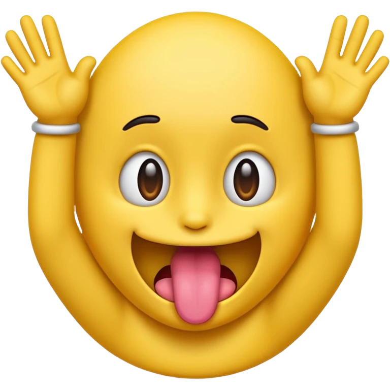 Emoji sticking its tongue out with hands on the side emoji