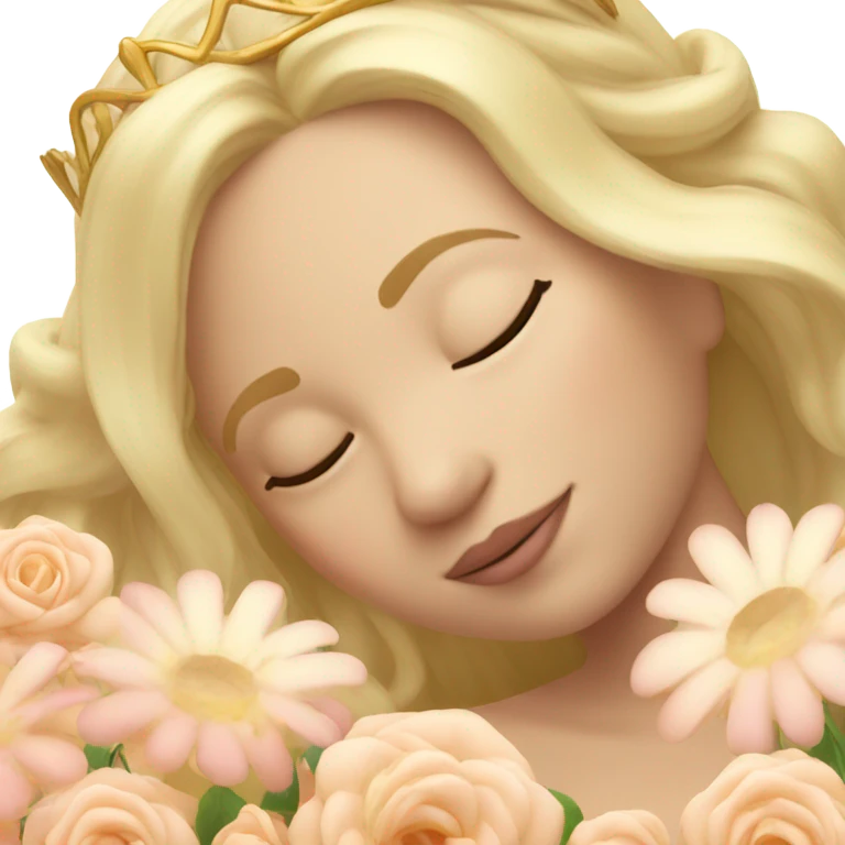 Sleeping blond princess with flowers  emoji