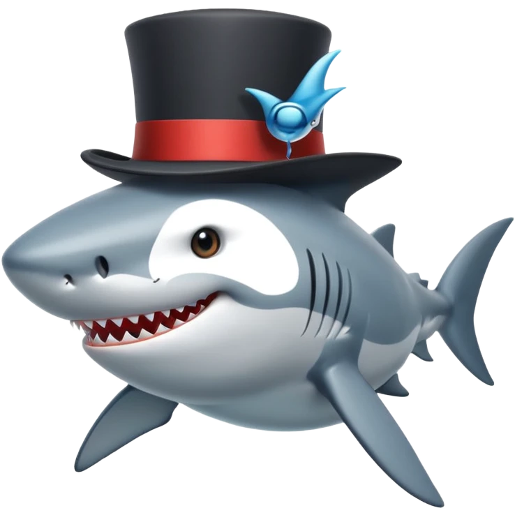 Shark with a top hat emoji
