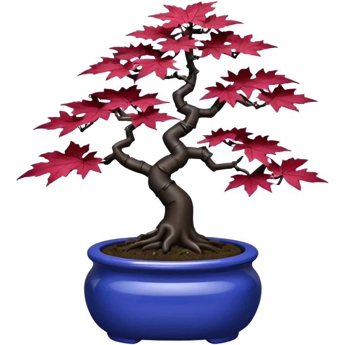  Earthenware shiny black-purple crimson maple cobalt tiny bonsai  emoji