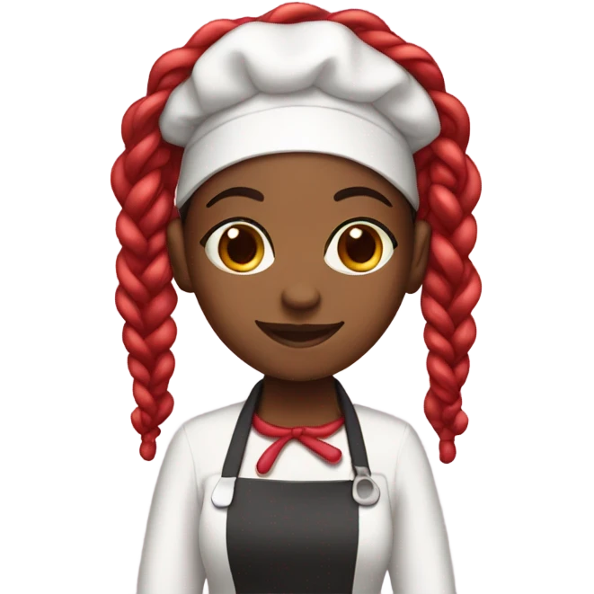 Black girl with long black and red braids dressed up as a baker  emoji