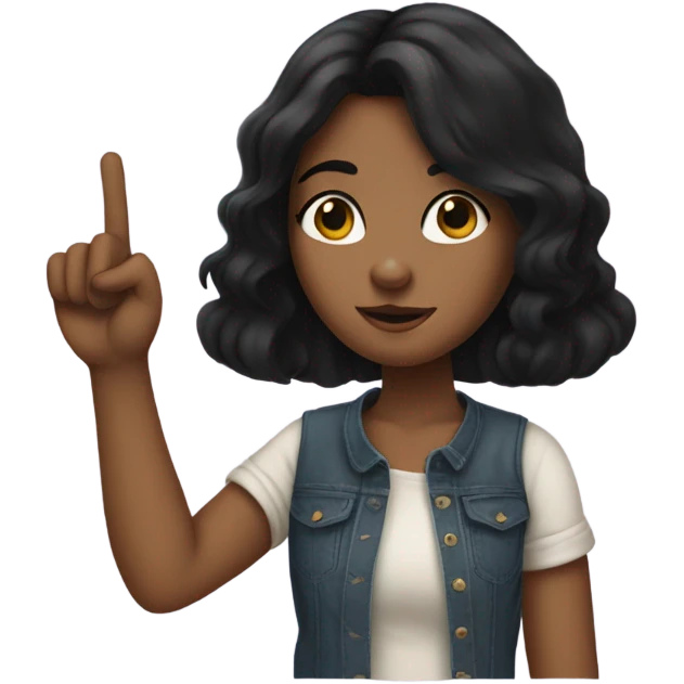 black haired girl making a finger heart emoji