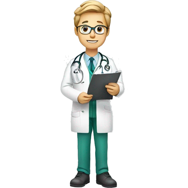 a doctor wearing stethoscope reading a medical report emoji