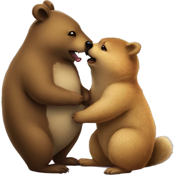 Quokka making a kiss with a bear emoji