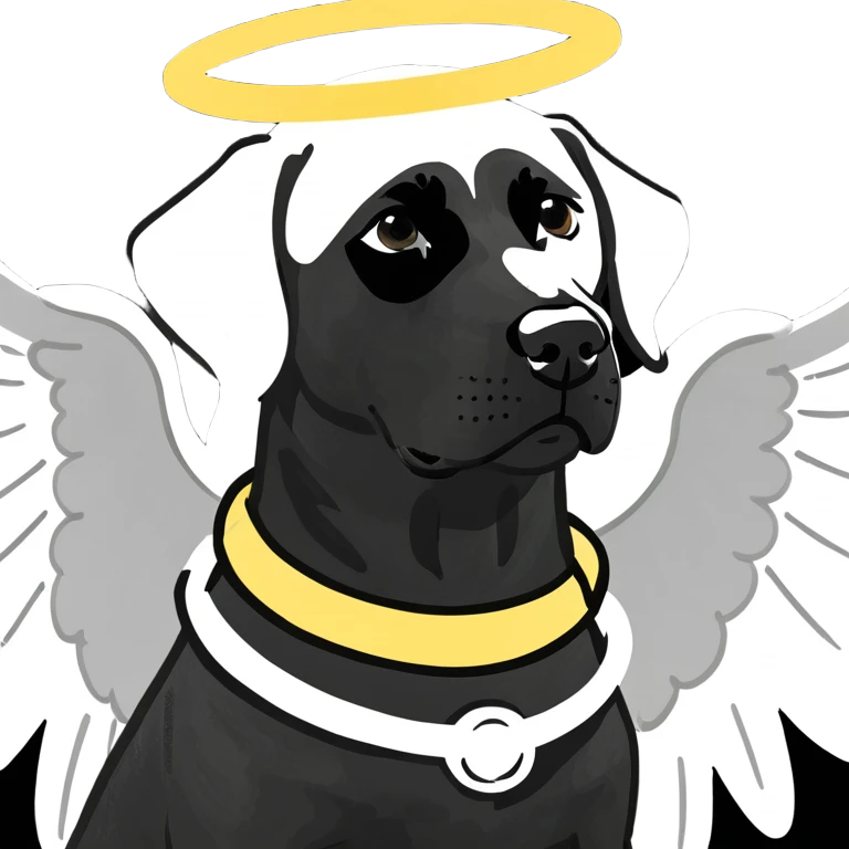 Black lab with halo and angel wings emoji